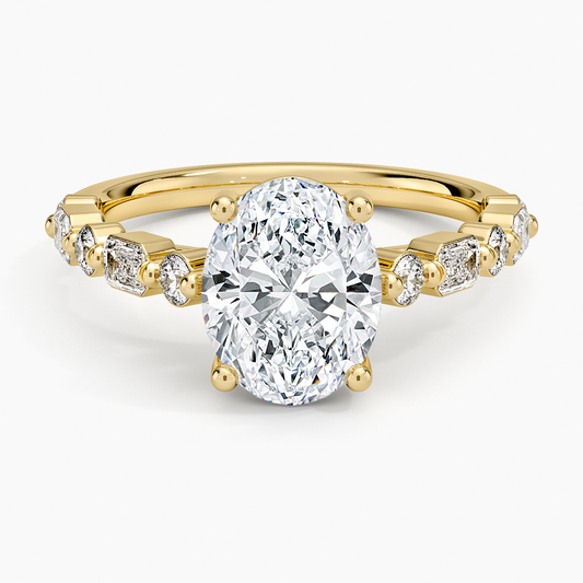 Kensington Half Coverage Diamond Ring (1/2 ct. tw.) - Oval Cut Center Stone