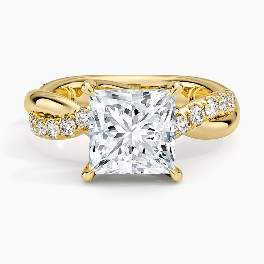 Cascade Twisted Diamond Ring - Princess Cut Center Stone