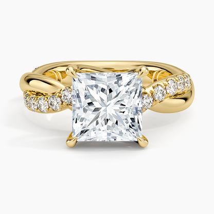 Cascade Twisted Diamond Ring - Princess Cut Center Stone