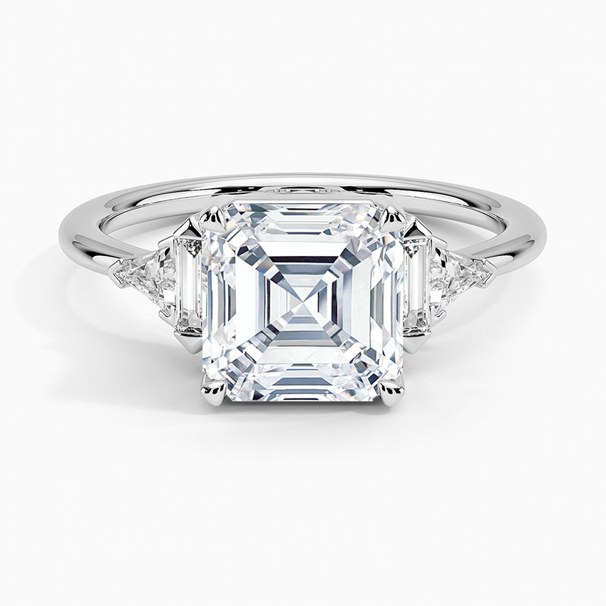 Edie Art Deco Diamond Ring (1/4 ct. tw.) - Asscher Cut Center Stone