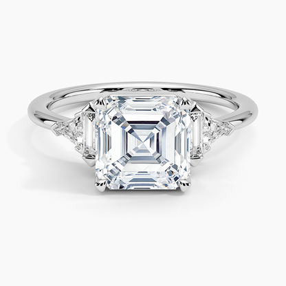 Edie Art Deco Diamond Ring (1/4 ct. tw.) - Asscher Cut Center Stone