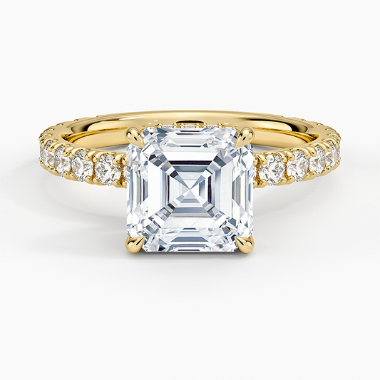 Grand Perfect Fit Three-Quarter Diamond Ring - Asscher Cut Center Stone