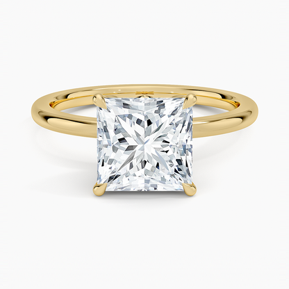 Petal 1.5mm Diamond Ring - Princess Cut Center Stone