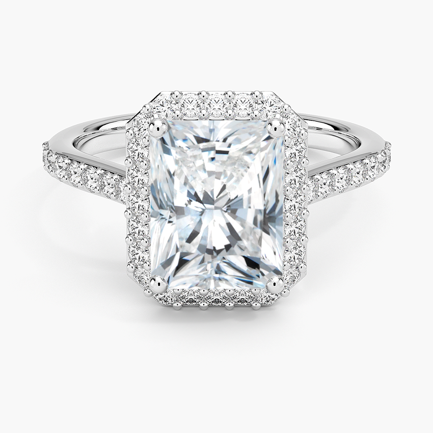 Halo Diamond Ring with Side Stones (1/3 ct. tw.) - Radiant Cut Center Stone