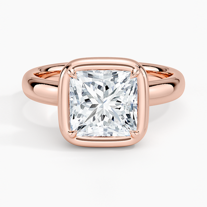 Andrea Bezel Prong Ring - Princess Cut Center Stone