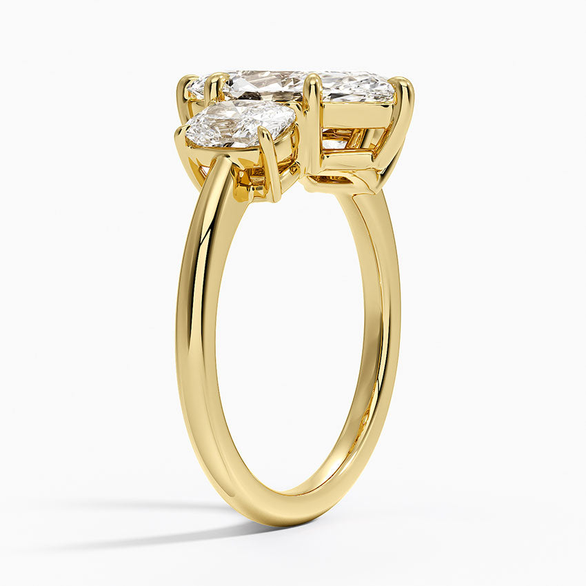 Luxe Faye Elongated Cushion Three Stone Diamond Ring (1 ct. tw.) - Marquise Cut Center Stone