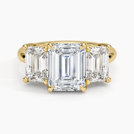 Luxe Rhiannon Three Stone Diamond Ring (1 1/10 ct. tw.) - Emerald Cut Center Stone