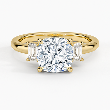 Petite Rhiannon Three Stone Diamond Ring (1/4 ct. tw.) - Cushion Cut Center Stone