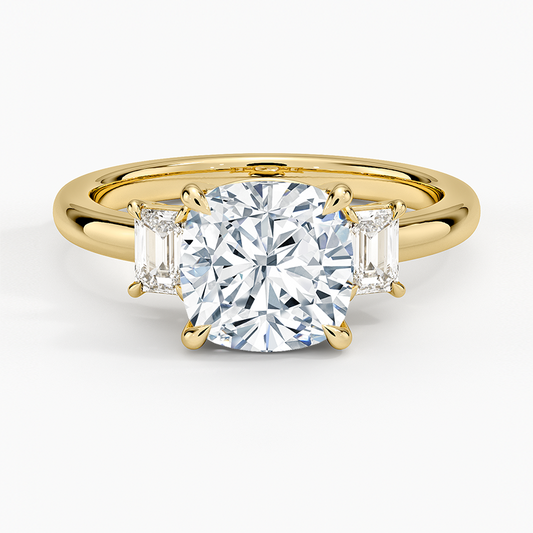 Petite Rhiannon Three Stone Diamond Ring (1/4 ct. tw.) - Cushion Cut Center Stone