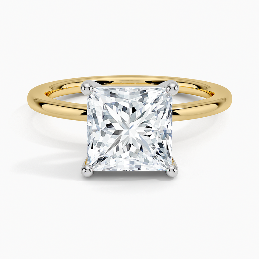 Platinum Mixed Metal Perfect Fit Solitaire Ring - Princess Cut Center Stone