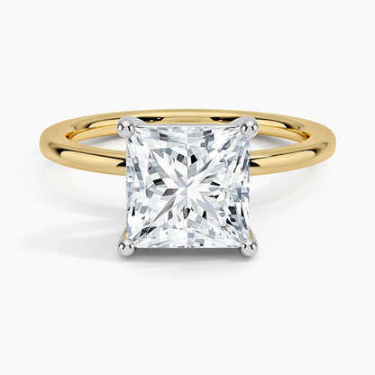 Mixed Metal Perfect Fit Solitaire Ring - Princess Cut Center Stone