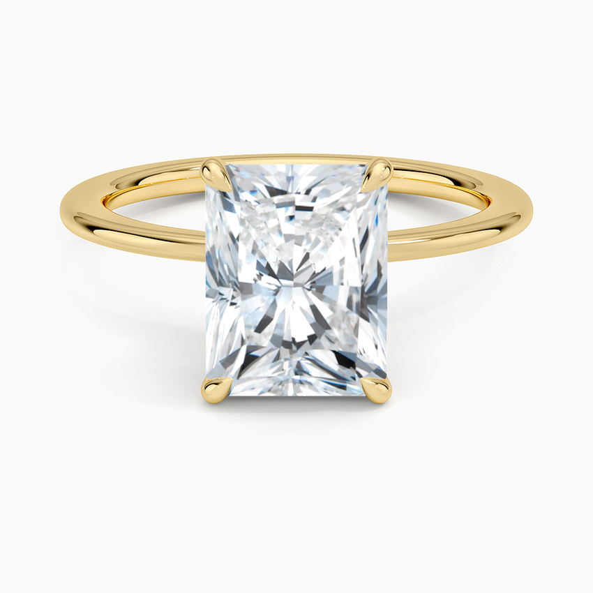Petite Secret Halo Diamond Ring - Radiant Cut Center Stone