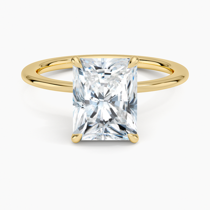 Petite Secret Halo Diamond Ring - Radiant Cut Center Stone