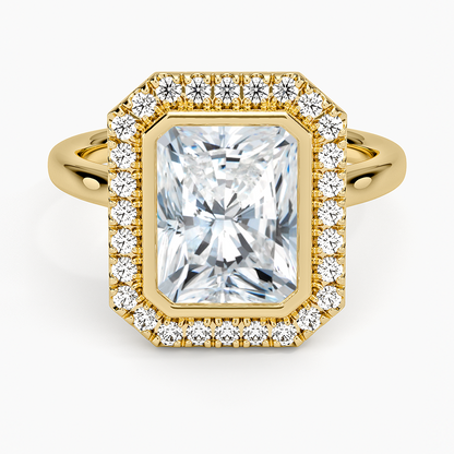 Bezel Halo Diamond Ring (1/4 ct. tw.) - Radiant Cut Center Stone