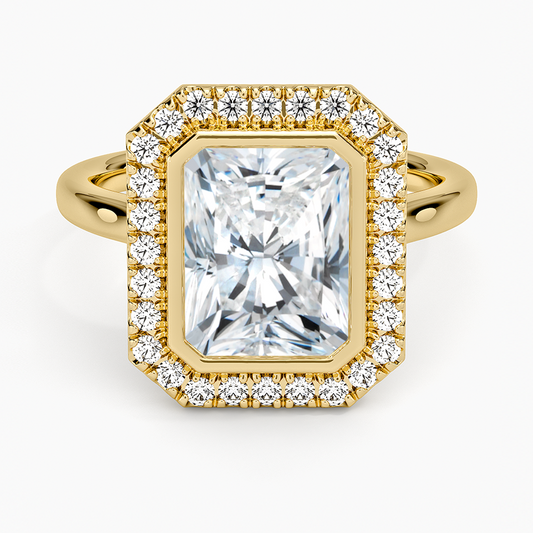 Bezel Halo Diamond Ring (1/4 ct. tw.) - Radiant Cut Center Stone