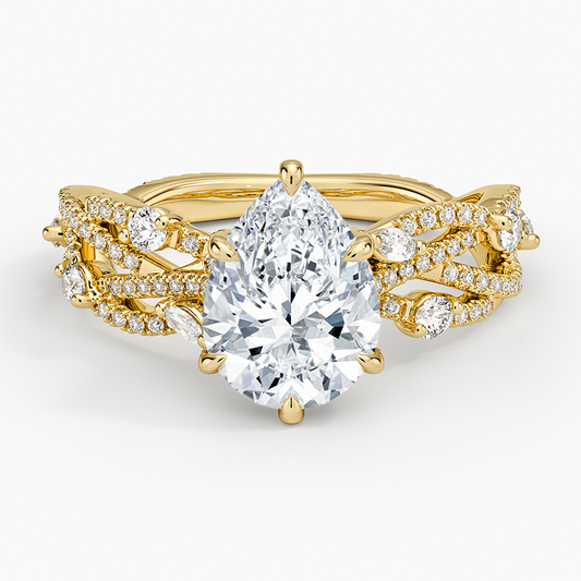 Grand Secret Garden Diamond Ring - Pear Center Stone
