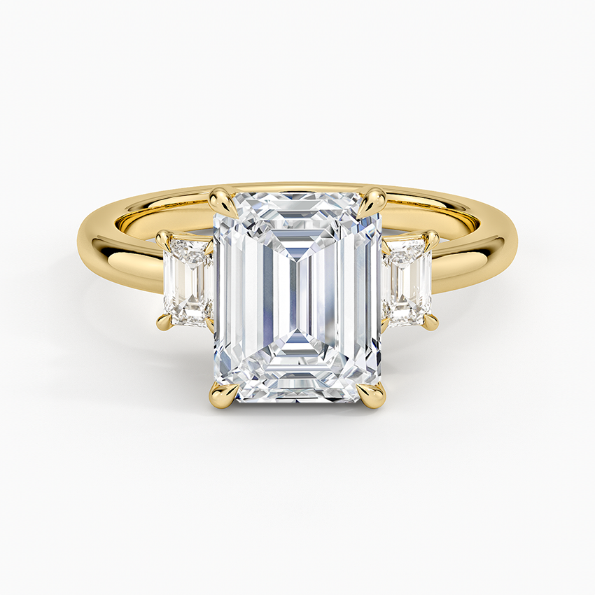 Petite Rhiannon Three Stone Diamond Ring (1/4 ct. tw.) - Emerald Cut Center Stone