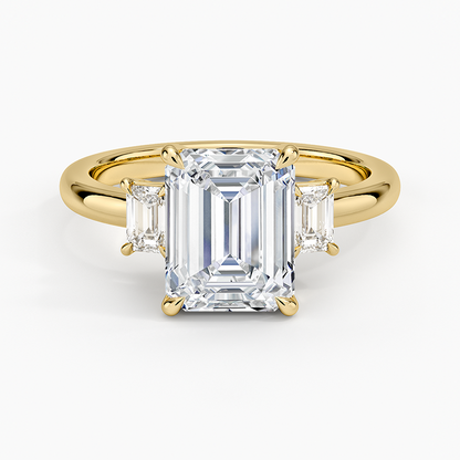 Petite Rhiannon Three Stone Diamond Ring (1/4 ct. tw.) - Emerald Cut Center Stone