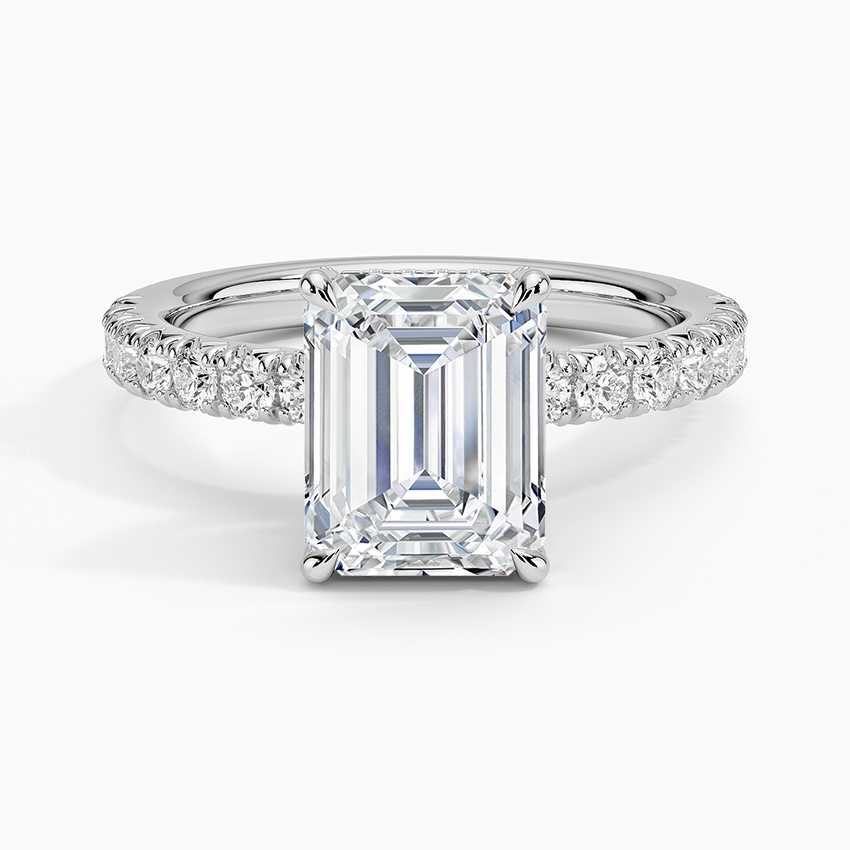 Olympia Half Coverage Diamond Ring (1/2 ct. tw.) - Emerald Cut Center Stone