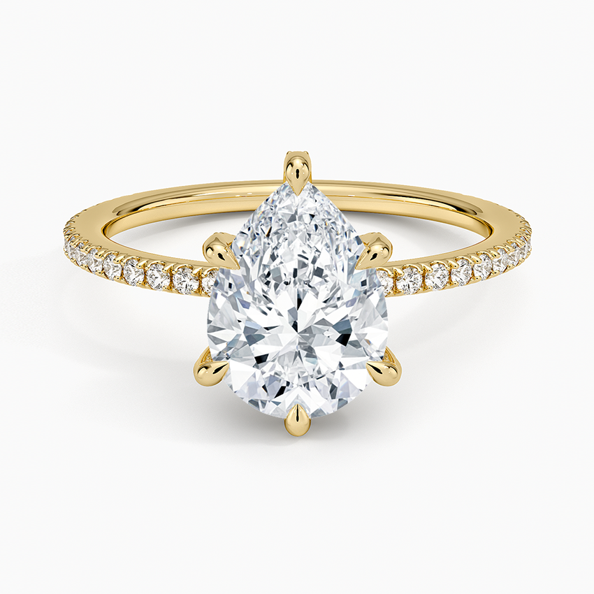 Viviana Three-Quarter Coverage Six-Prong Diamond Ring (1/3 ct. tw.) - Pear Center Stone