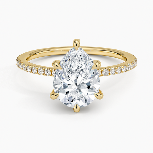 Viviana Three-Quarter Coverage Six-Prong Diamond Ring (1/3 ct. tw.) - Pear Center Stone