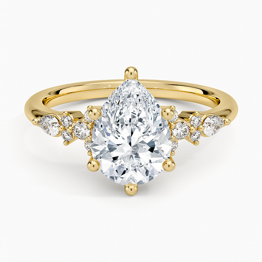 Rosette Diamond Ring - Pear Center Stone