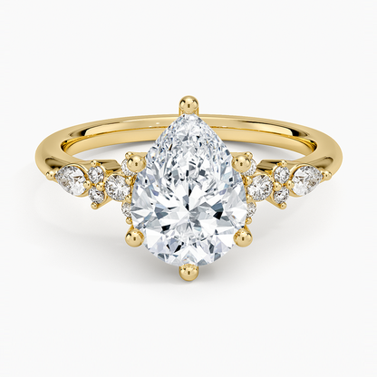 Rosette Diamond Ring - Pear Center Stone