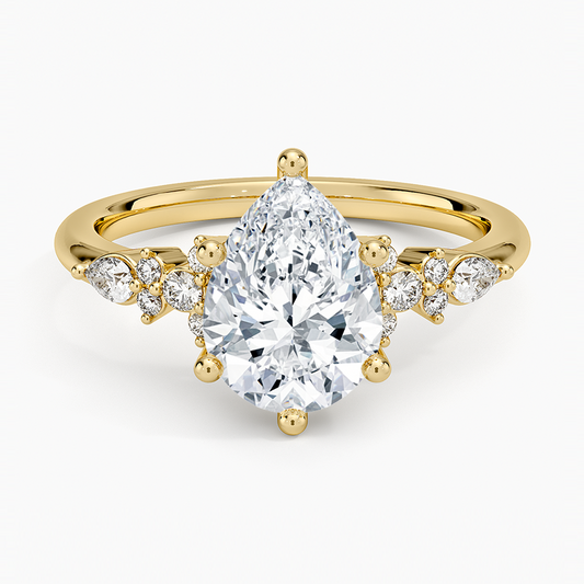 Rosette Diamond Ring - Pear Center Stone