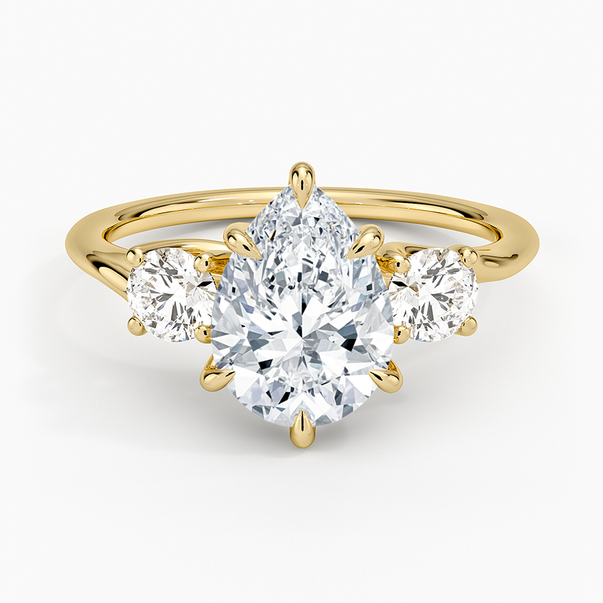 Luxe Delilah Three Stone Diamond Ring - Pear Center Stone