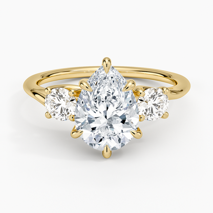 Luxe Delilah Three Stone Diamond Ring - Pear Center Stone