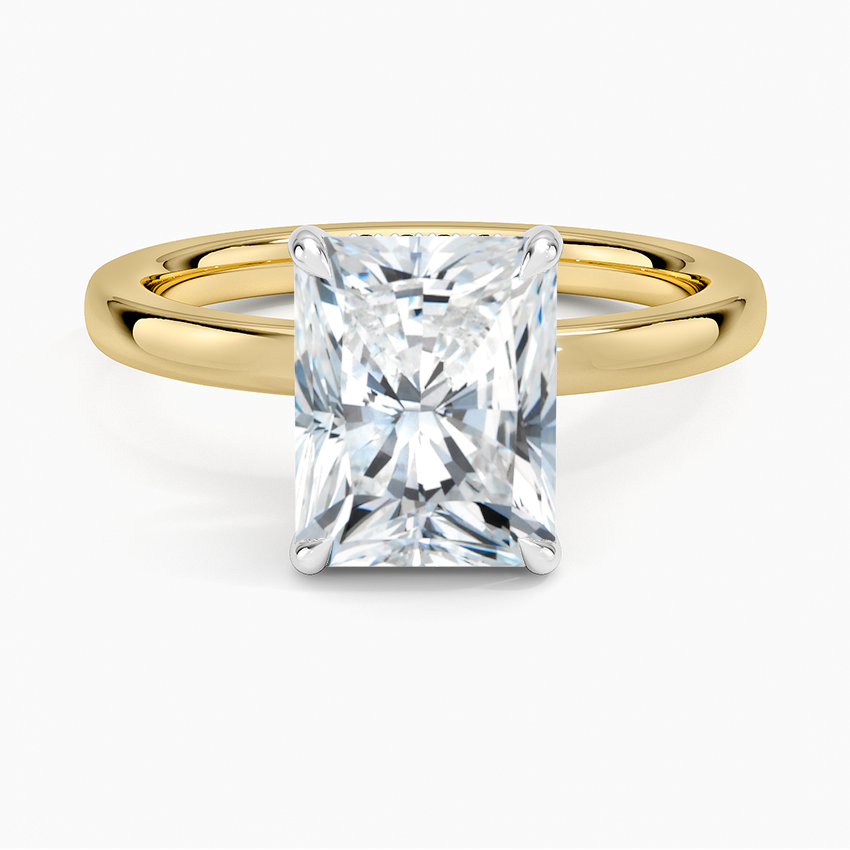 Platinum Mixed Metal Audrey 2mm Diamond Ring - Radiant Cut Center Stone