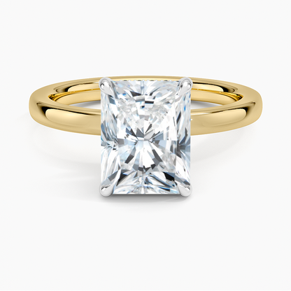 Platinum Mixed Metal Audrey 2mm Diamond Ring - Radiant Cut Center Stone