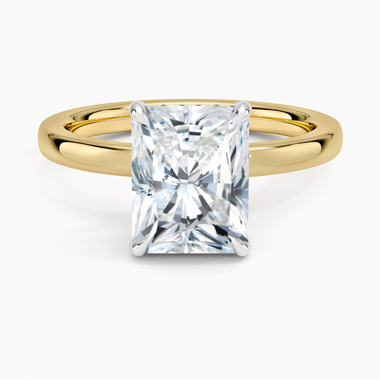 Platinum Mixed Metal Audrey 2mm Diamond Ring - Radiant Cut Center Stone