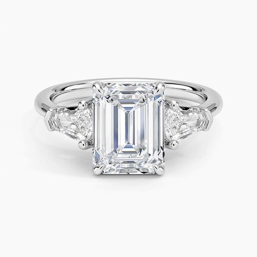 Shield Cut Three Stone Diamond Ring (1/2 ct. tw.) - Emerald Cut Center Stone