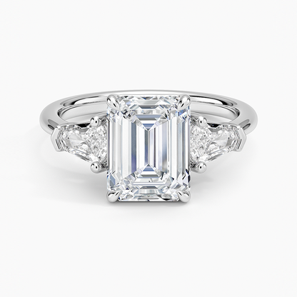 Shield Cut Three Stone Diamond Ring (1/2 ct. tw.) - Emerald Cut Center Stone