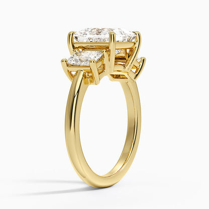 Luxe Helena Radiant-Cut Three Stone Diamond Ring - Princess Cut Center Stone