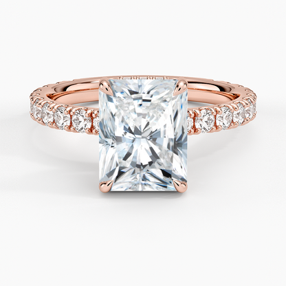 Grand Perfect Fit Three-Quarter Diamond Ring - Radiant Cut Center Stone