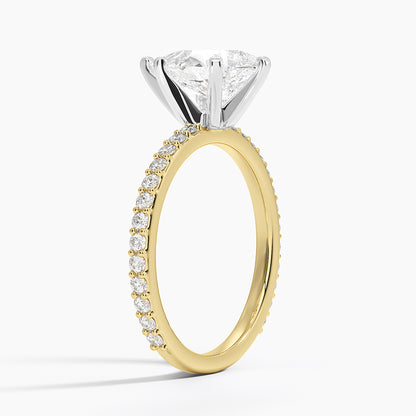 Petite Shared Prong Three-Quarter Coverage Diamond Ring (1/3 ct. tw.) - Pear Center Stone