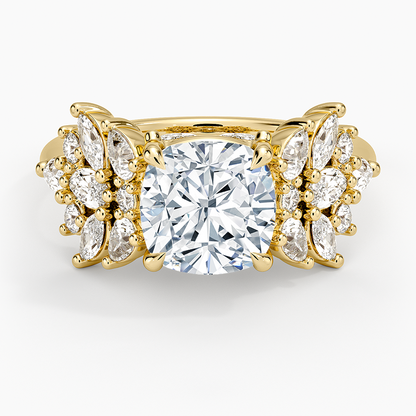 Grand Nadia Diamond Ring - Cushion Cut Center Stone