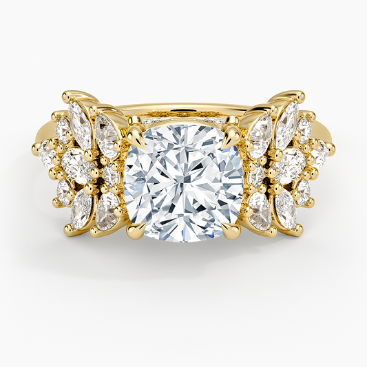 Grand Nadia Diamond Ring - Cushion Cut Center Stone
