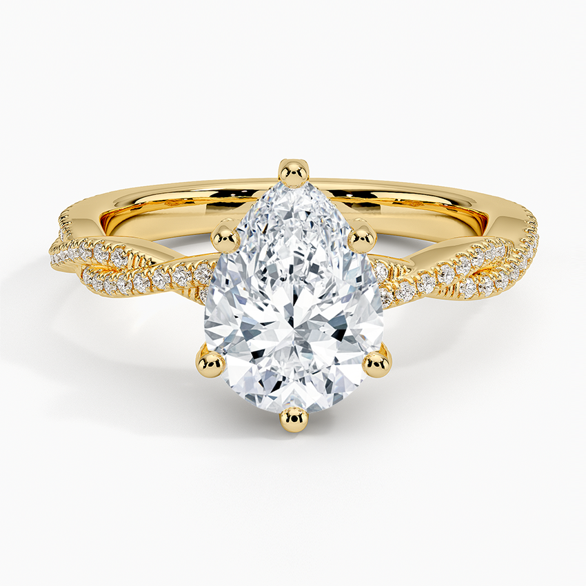 Adorned Luxe Petite Twisted Vine Diamond Ring - Pear Center Stone