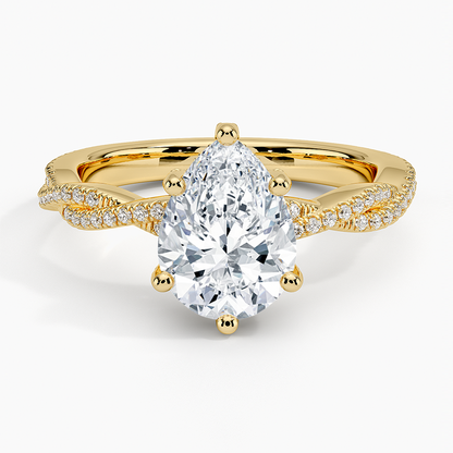Adorned Luxe Petite Twisted Vine Diamond Ring - Pear Center Stone
