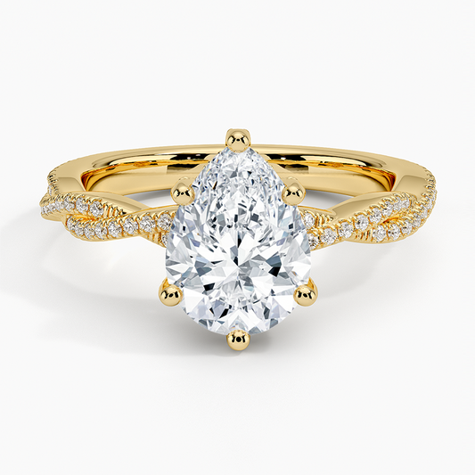 Adorned Luxe Petite Twisted Vine Diamond Ring - Pear Center Stone