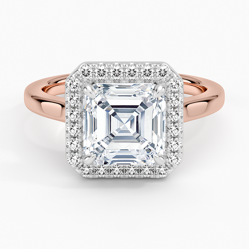 Platinum Mixed Metal Julia Halo Diamond Ring (1/5 ct. tw.) - Asscher Cut Center Stone