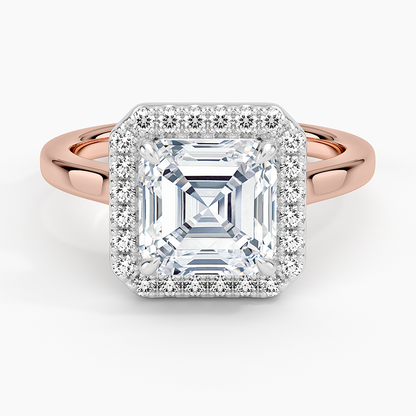 Platinum Mixed Metal Julia Halo Diamond Ring (1/5 ct. tw.) - Asscher Cut Center Stone