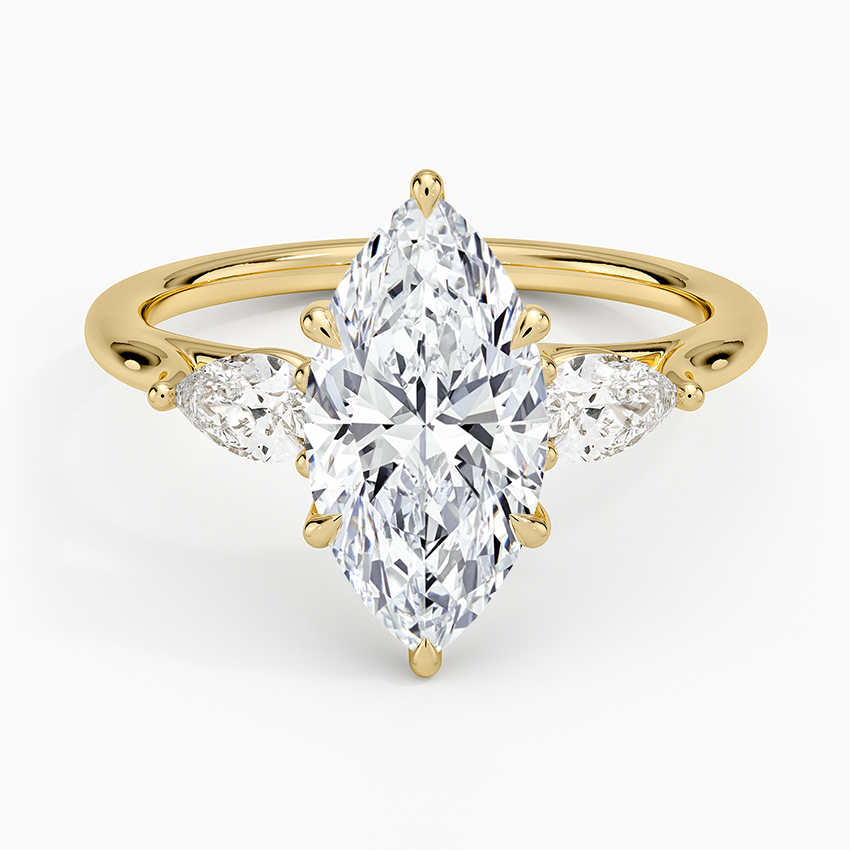 Luxe Delilah Three Stone Pear Diamond Ring - Marquise Center Stone