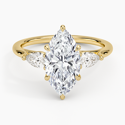 Luxe Delilah Three Stone Pear Diamond Ring - Marquise Center Stone