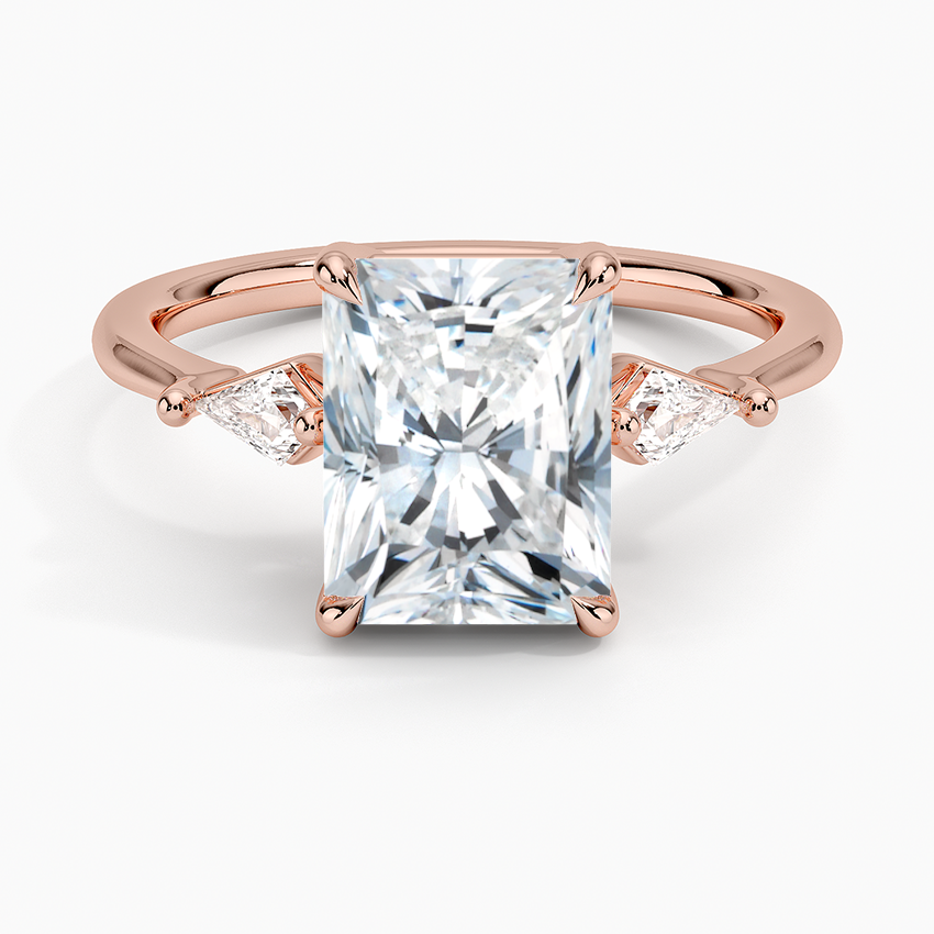 Cometa Three Stone Diamond Ring - Radiant Cut Center Stone