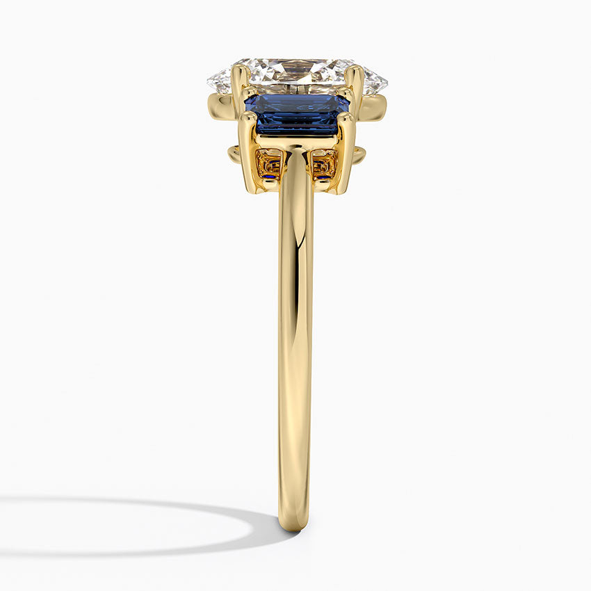 Luxe Rhiannon Three Stone Sapphire Ring - Oval Cut Center Stone