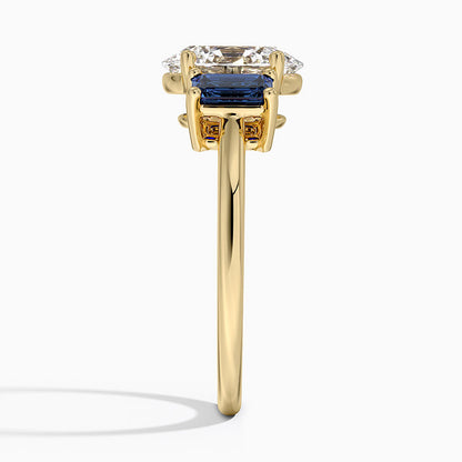 Luxe Rhiannon Three Stone Sapphire Ring - Oval Cut Center Stone